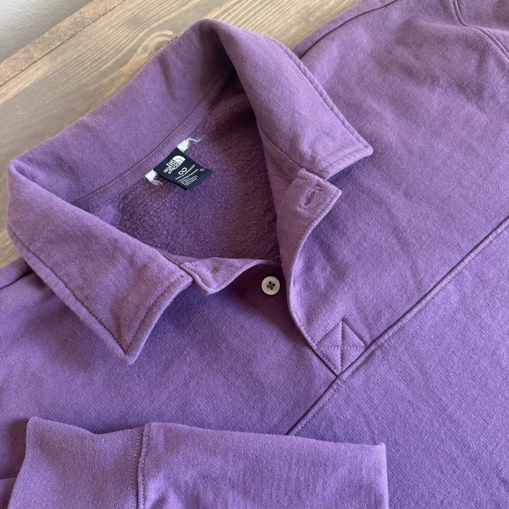The North Face Womens‎ XL Purple Collared Pullover Sweatshirt Logo